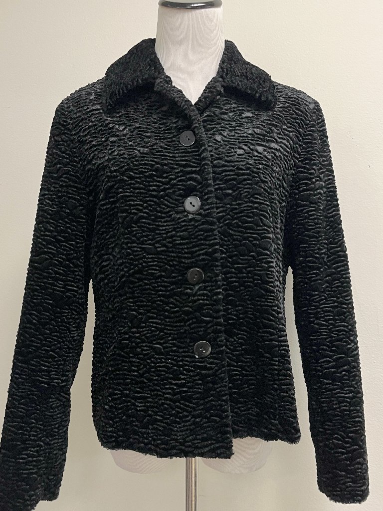 Rena Rowan Black Jacket Faux Fur Persian Lamb 10